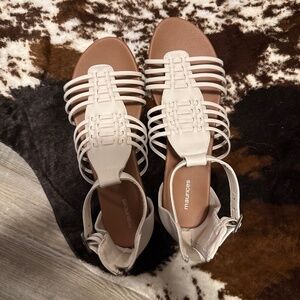 White flat gladiator sandals